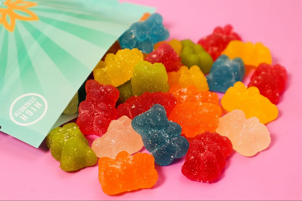 a colorful pack of CBD gummy bears